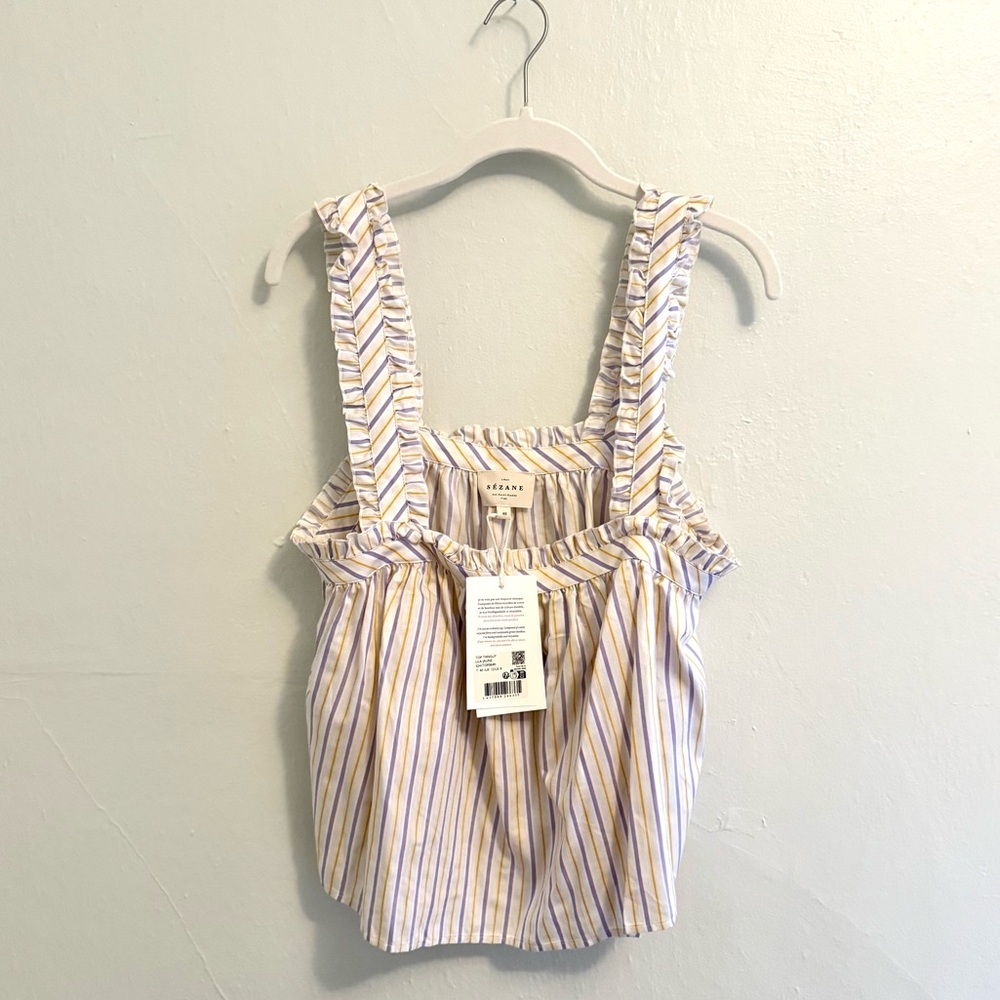 Sezane Tanguy Top - Solidarity Creation Yellow Lila - Size 8